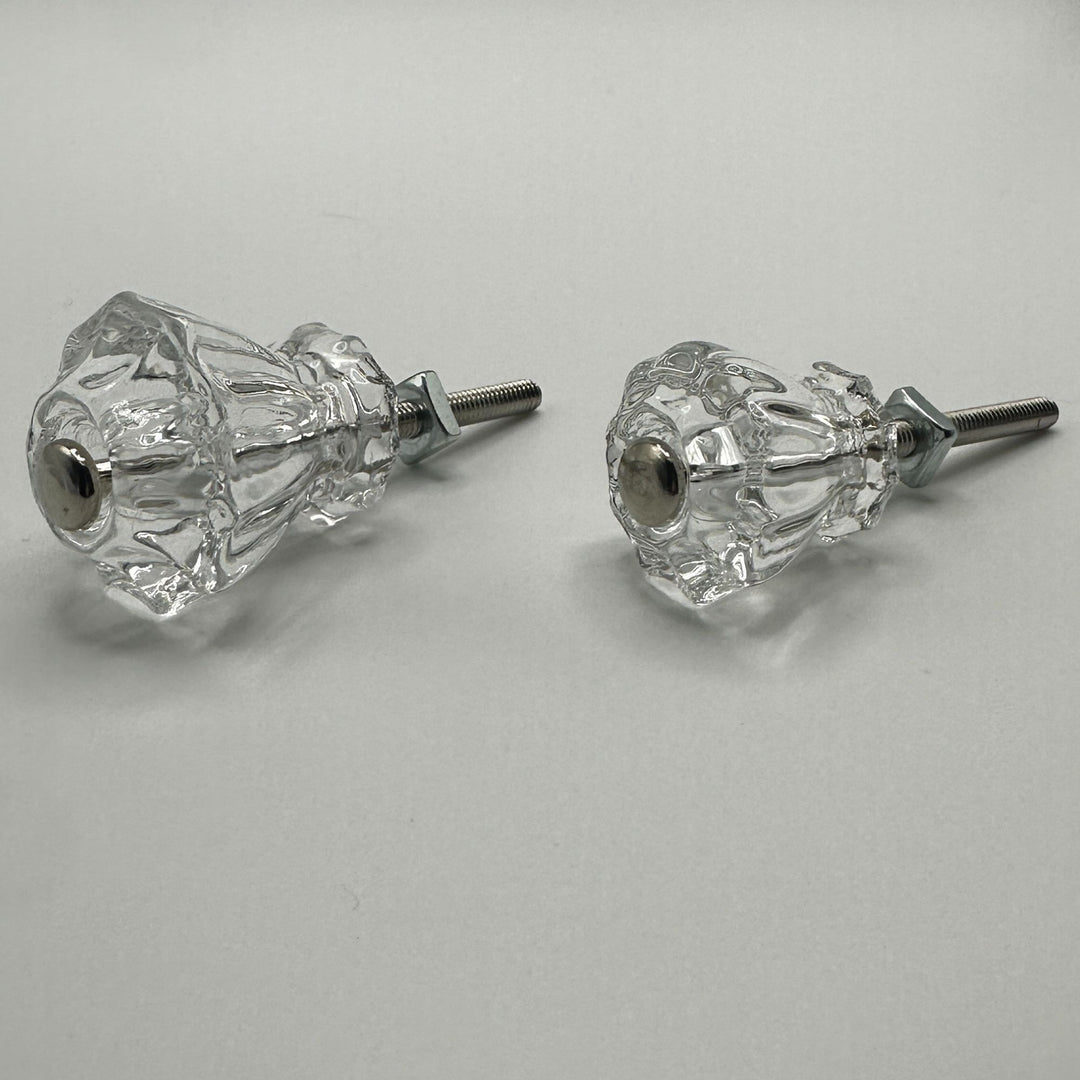 Fluted Glass Knob Vintage Old-Cut Replica Front Mounted Retro Depression Era Cabinet Hardware Restoration Supplies