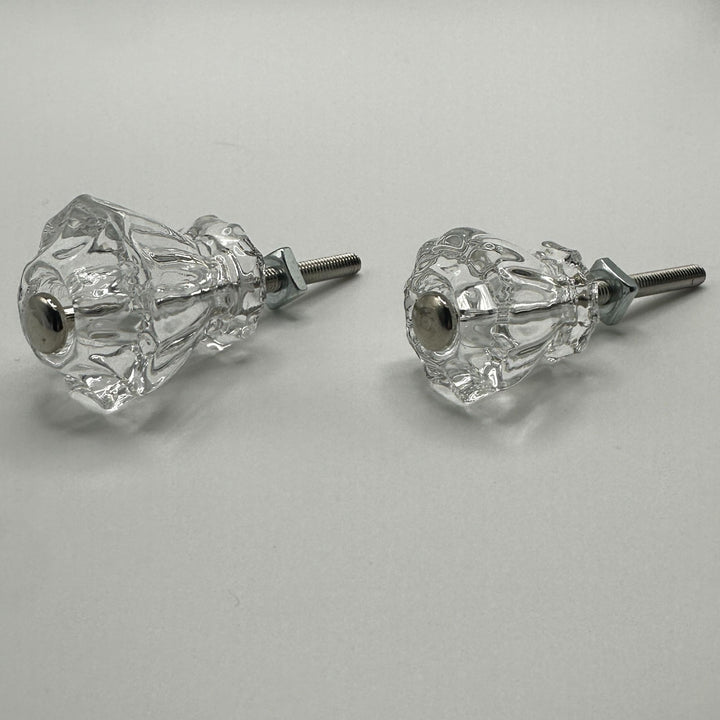 Fluted Glass Knob Vintage Old-Cut Replica Front Mounted Retro Depression Era Cabinet Hardware Restoration Supplies