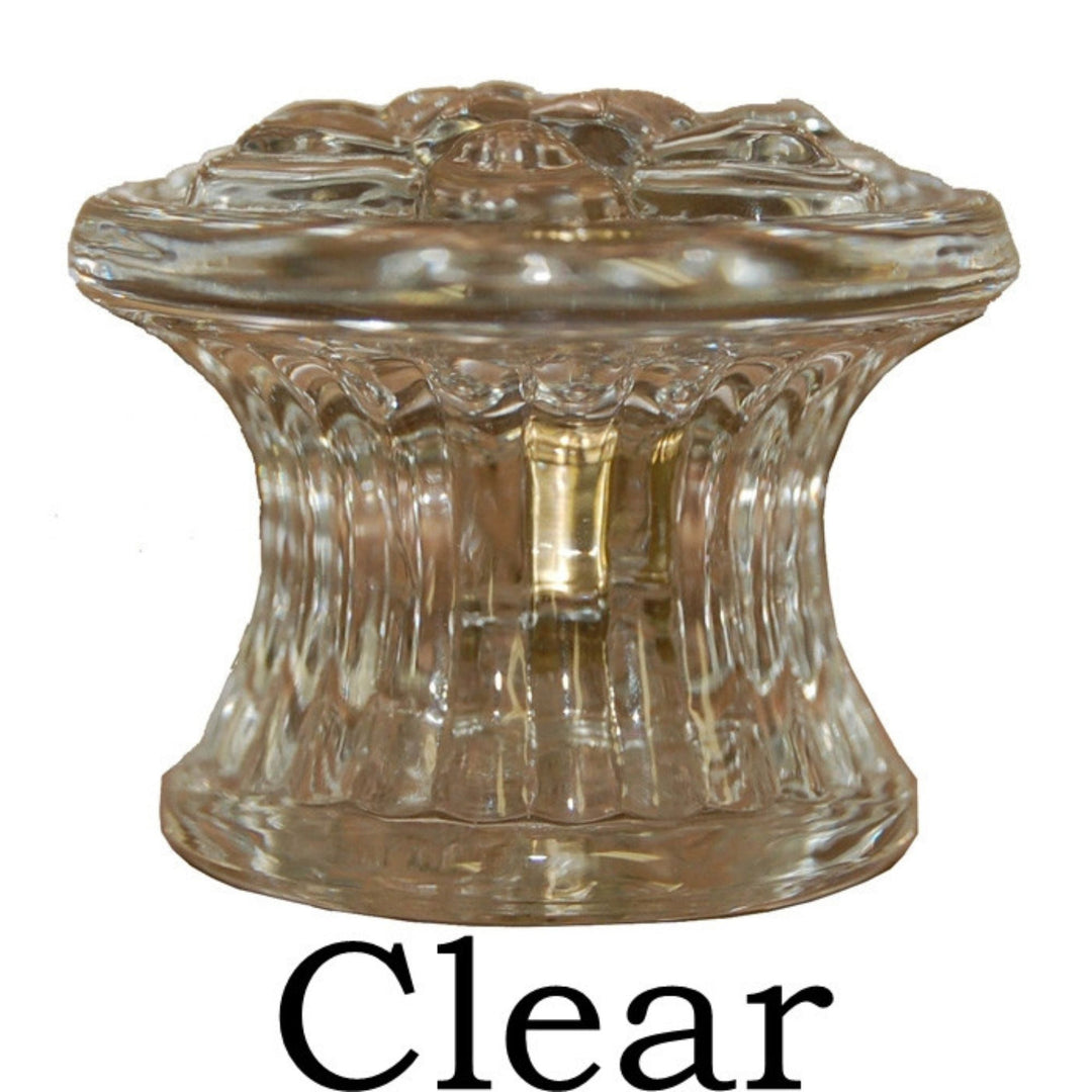 Large Colonial Glass Knob Elegant Pressed Glass with Embossed Flower Clear & Opal White Colors Cabinet Hardware Restoration Supplies