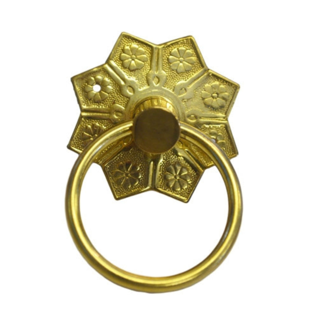 Brass Eastlake Ring Pull with Detailed Victorian 1870's Polished Brass Furniture Hardware Restoration Supplies