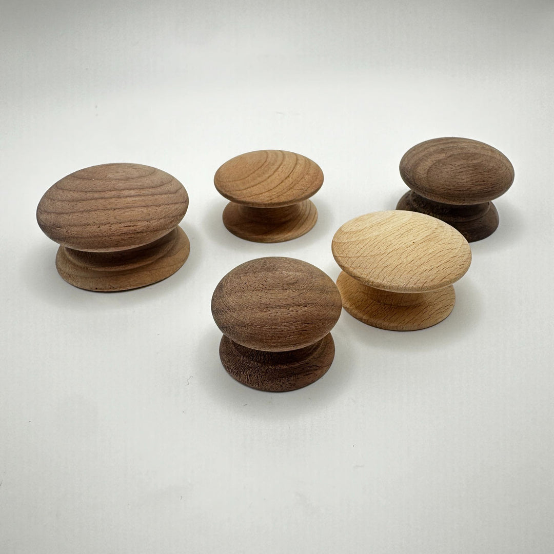 Wood Knob, Round with Wide Base Cabinet Hardware Restoration Supplies