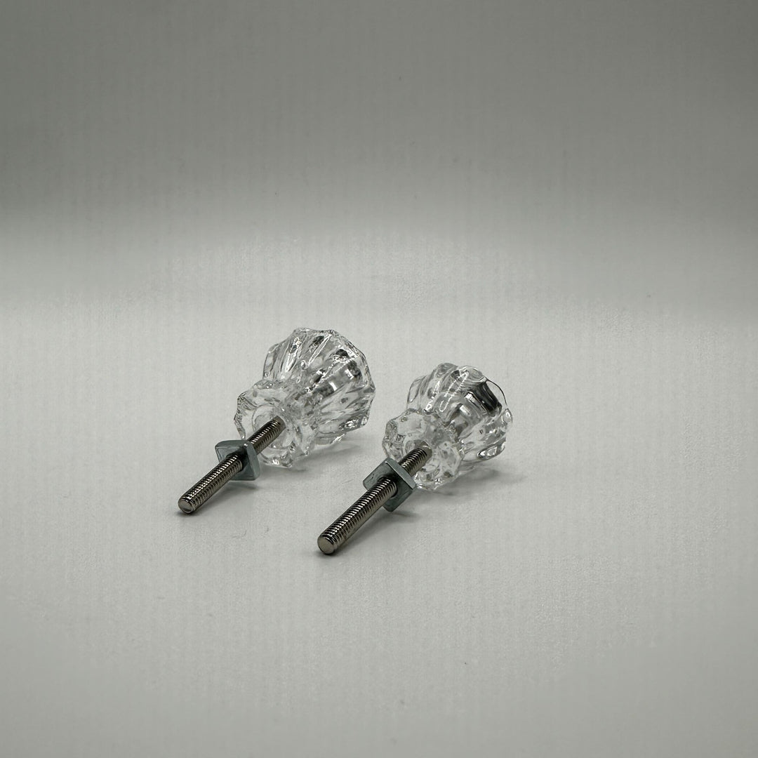 Fluted Glass Knob Vintage Old-Cut Replica Front Mounted Retro Depression Era Cabinet Hardware Restoration Supplies