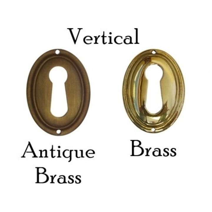Keyhole Cover with Beveled Edge - Brass or Antique Brass Furniture Hardware Restoration Supplies Brass Vertical
