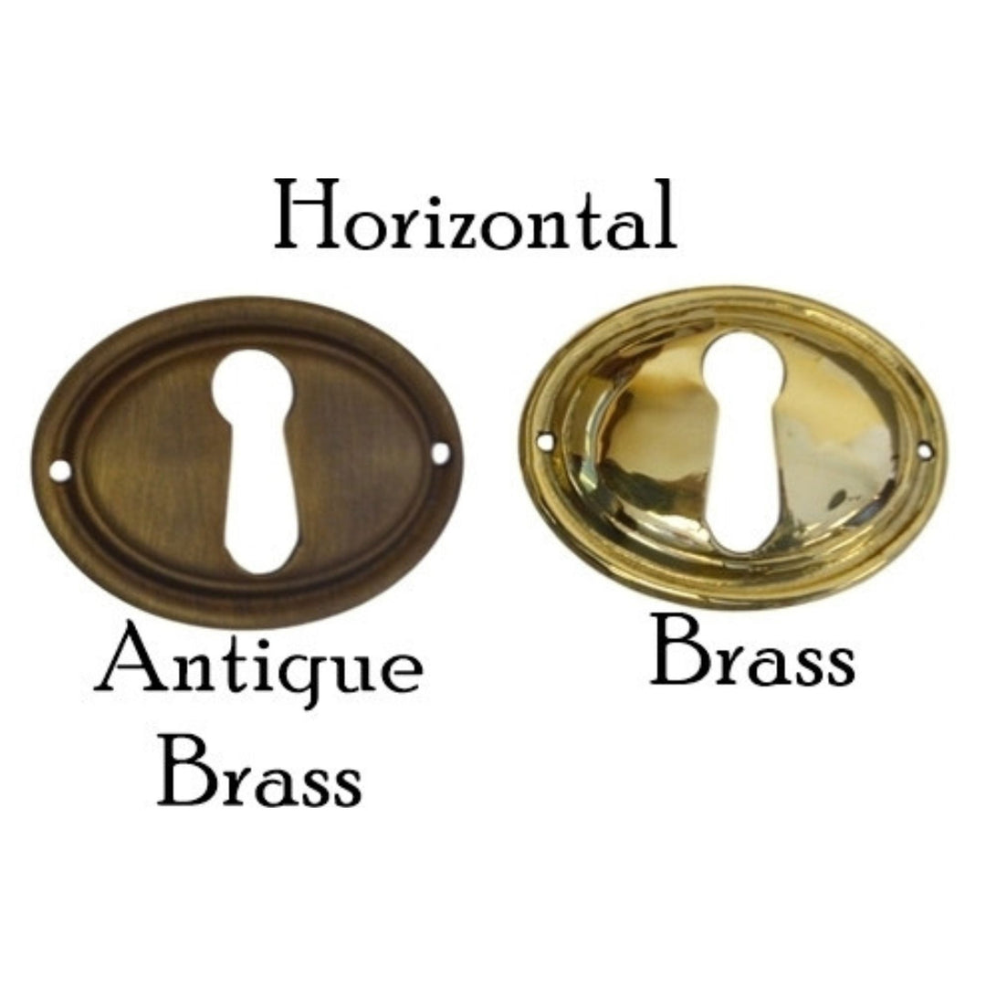 Keyhole Cover with Beveled Edge - Brass or Antique Brass Furniture Hardware Restoration Supplies Brass Horizontal