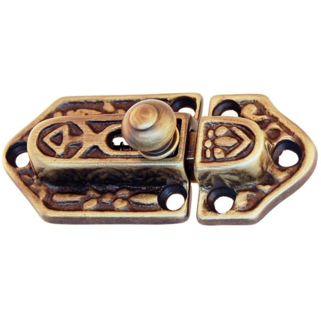 Victorian Style Cabinet Latch and Catch - Brass or Antique Brass, Durable and Elegant Cabinet Hardware Restoration Supplies Antique Brass