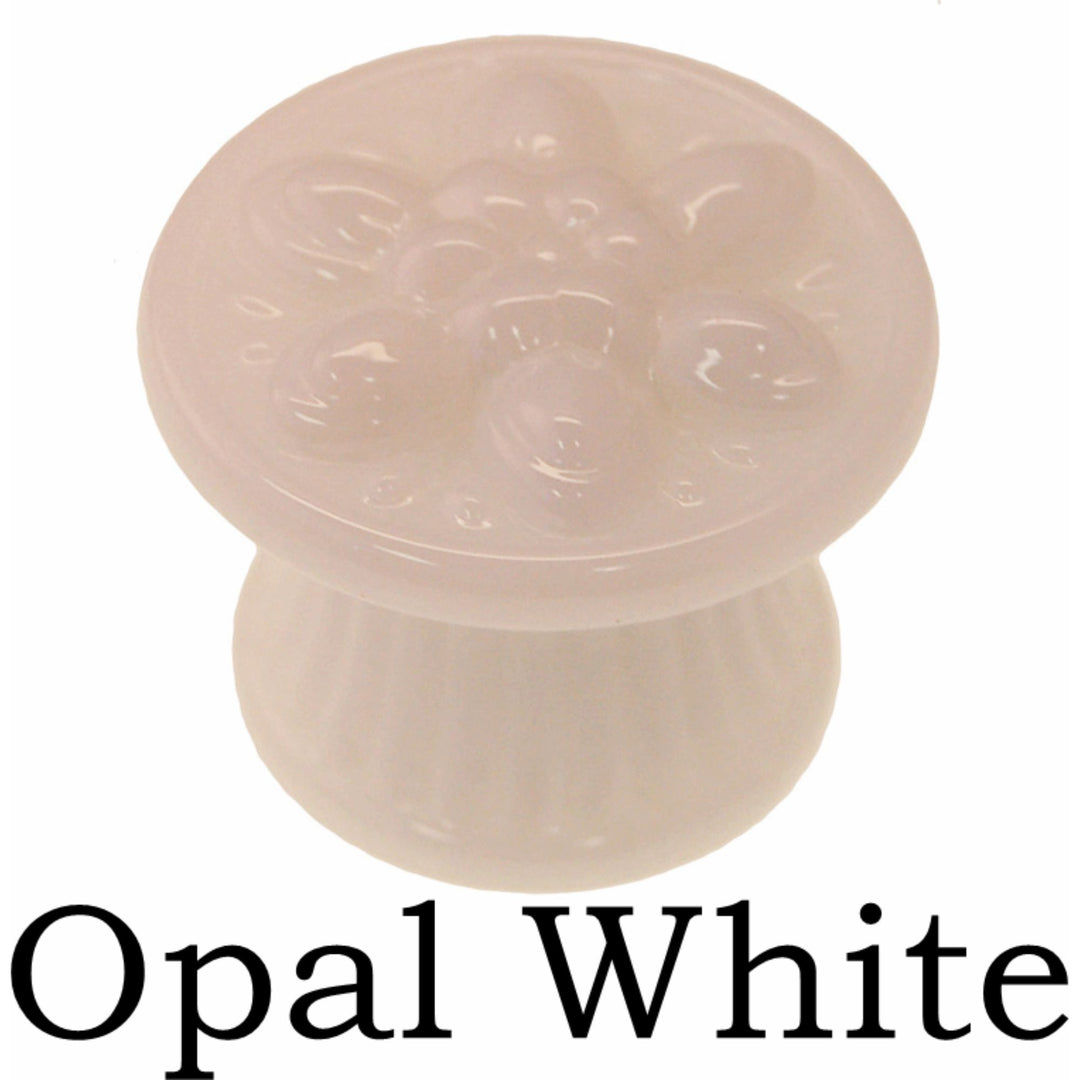 Large Colonial Glass Knob Elegant Pressed Glass with Embossed Flower Clear & Opal White Colors Cabinet Hardware Restoration Supplies