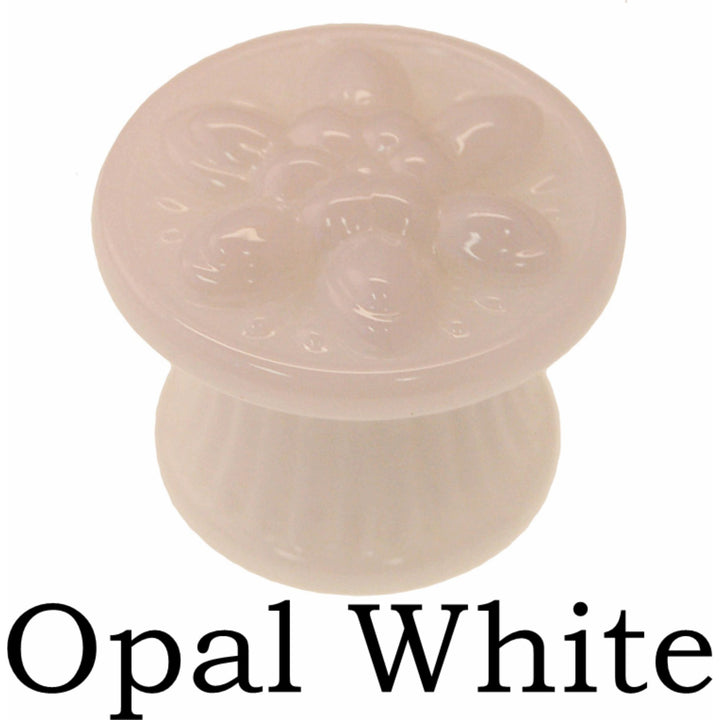 Large Colonial Glass Knob Elegant Pressed Glass with Embossed Flower Clear & Opal White Colors Cabinet Hardware Restoration Supplies