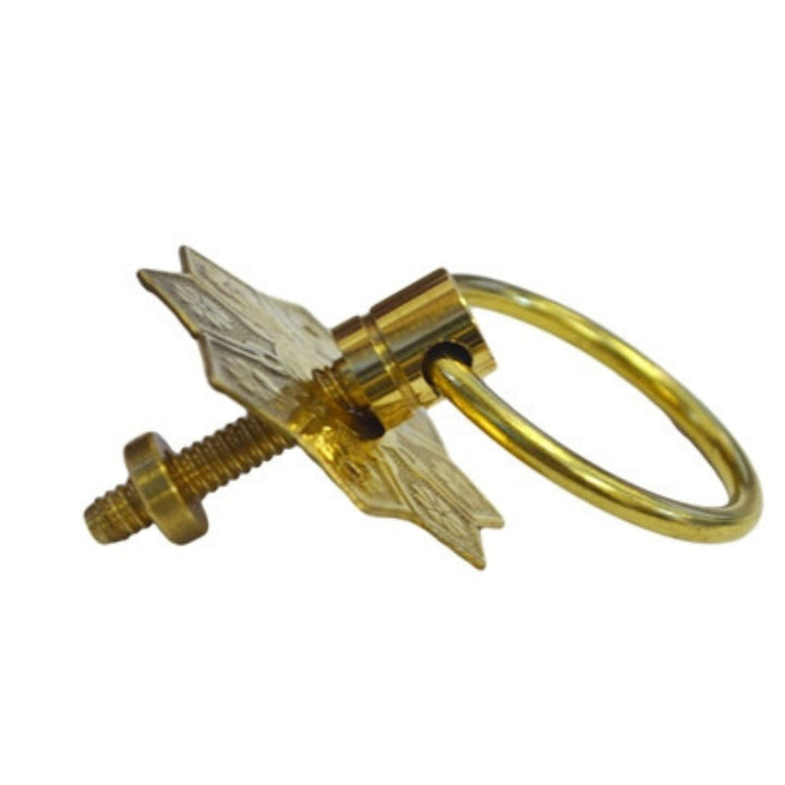 Brass Eastlake Ring Pull with Detailed Victorian 1870's Polished Brass Furniture Hardware Restoration Supplies