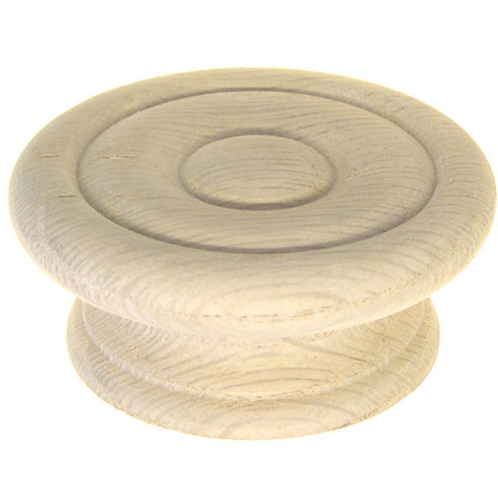 Round Oak Knob with Detailed Rings: Customizable Wooden Knob in Two Sizes Furniture Hardware Restoration Supplies