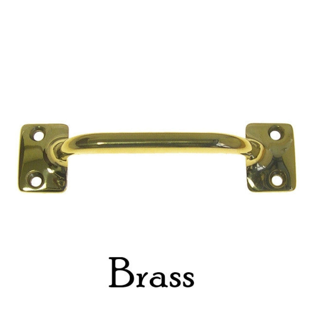 Brass Handle, 3.5"  Front Mount Cabinet Hardware Restoration Supplies