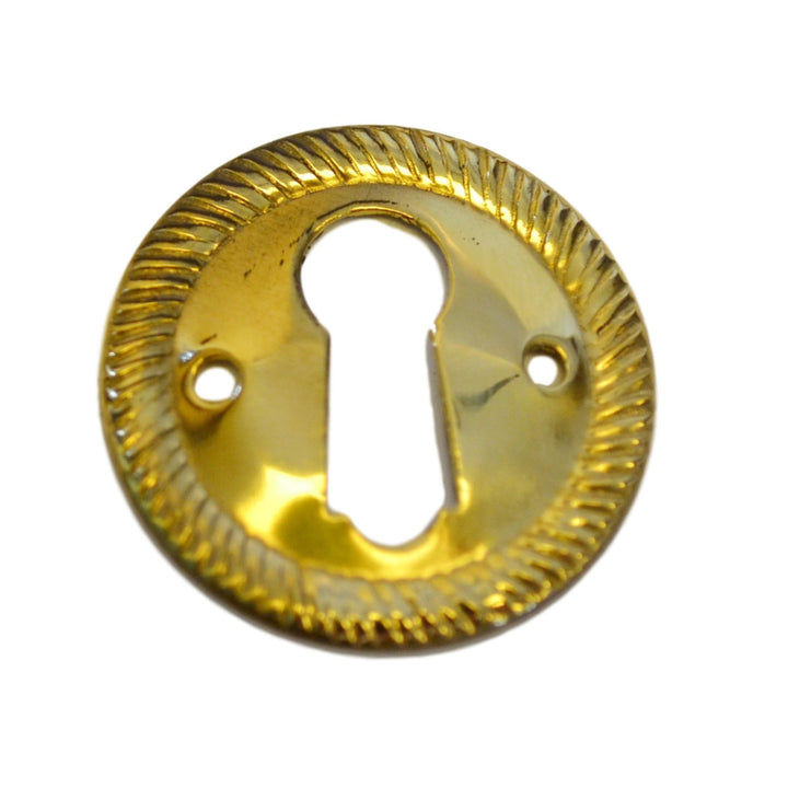 Brass Keyhole Cover with Roped Edge Keyhole Cover Restoration Supplies Brass Round