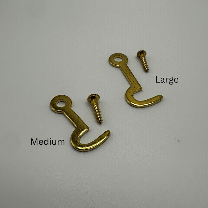 Brass Latch Hook Brass-Plated Stamped Steel, Available in Medium and Large Sizes Cabinet Hardware Restoration Supplies