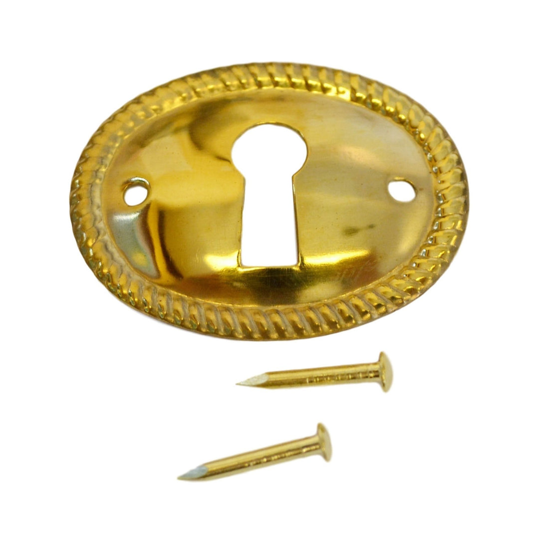 Brass Keyhole Cover with Roped Edge Keyhole Cover Restoration Supplies Brass Horizontal