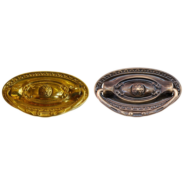 Ornate Brass or Antique Brass Drawer Pull Furniture Hardware Restoration Supplies