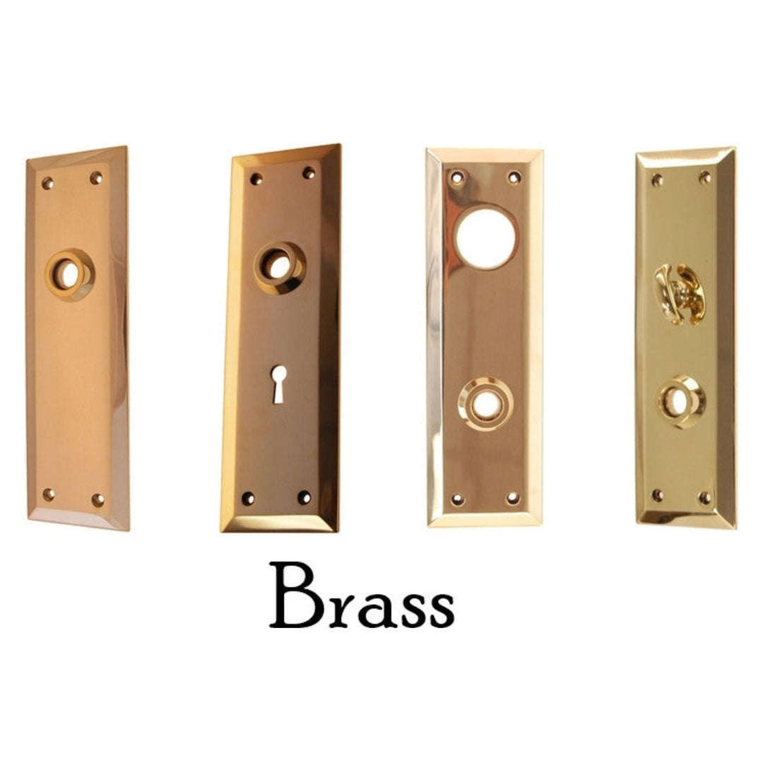 Large Heavy Duty Door Knob Trim Plate Forged Brass, Beveled Edge, 2-1/2" x 8", Multiple Function and Finish Options Door & Window Hardware Restoration Supplies