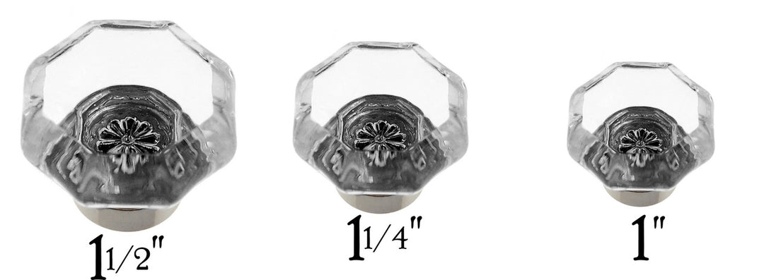 Glass Knob, Octagonal Shape Cabinet Hardware Restoration Supplies