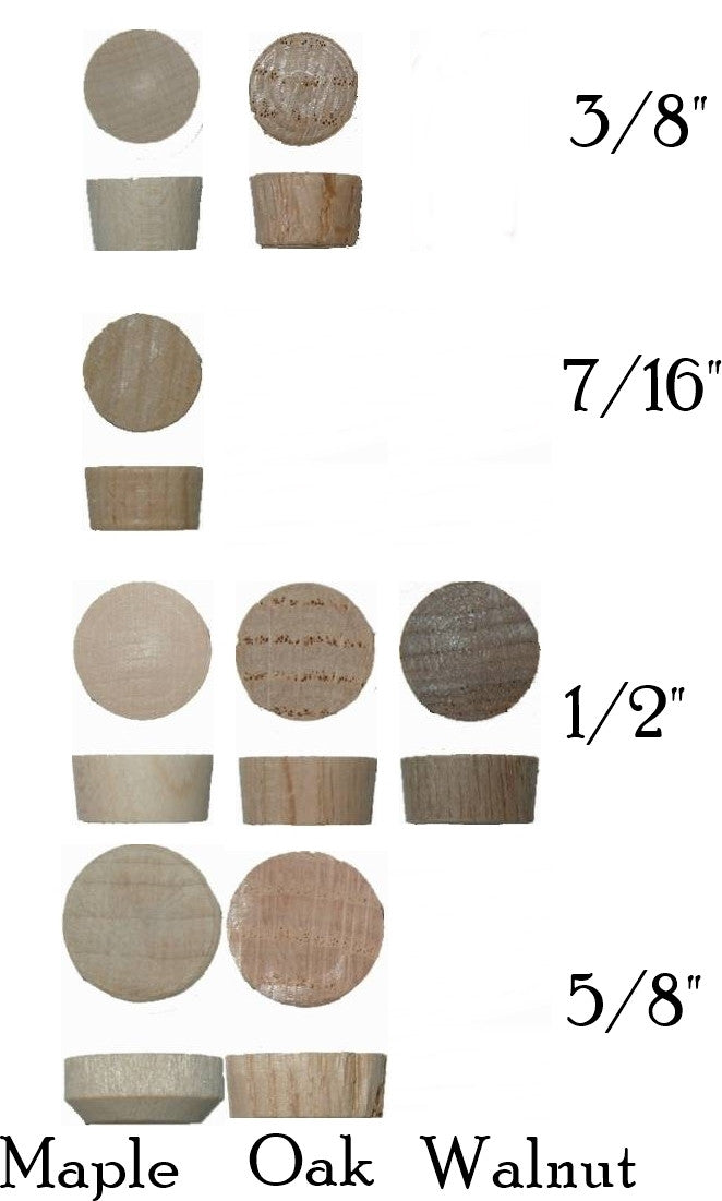 Wood Plugs, End Grain Tapered Flat Top – Restoration Supplies