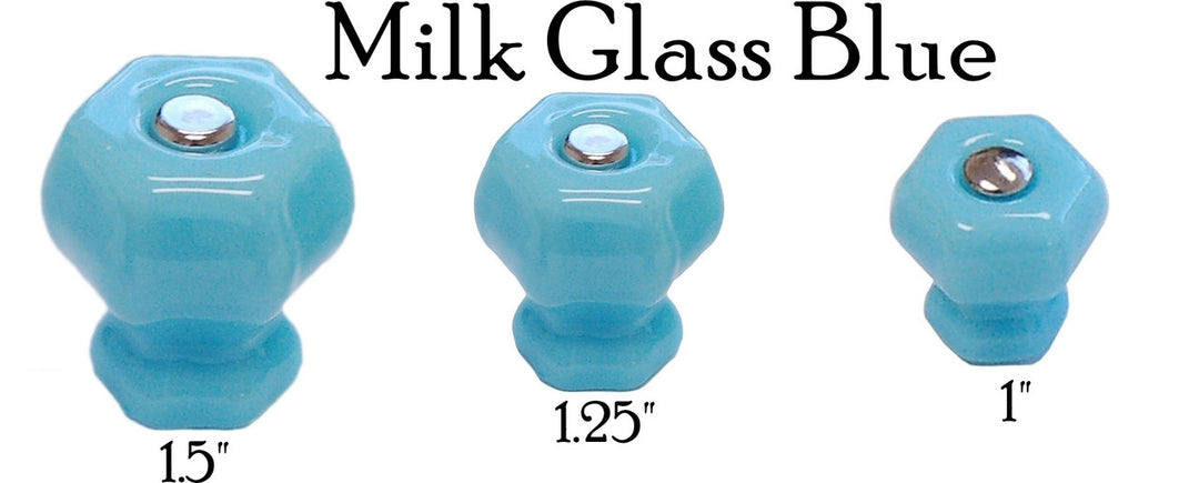 Glass Knob, Hex-Shaped Cabinet Hardware Restoration Supplies Milk Blue (Discontinued) Medium