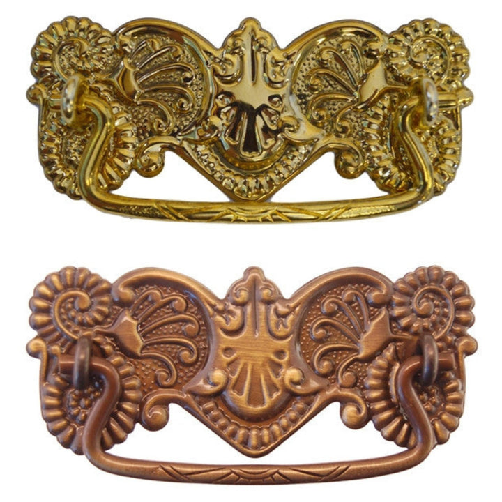 Ornate Victorian Drawer Pull Brass or Antique Finish, 3" Center-to-Center, Stamped Back Plate, Cast Bail Furniture Hardware Restoration Supplies
