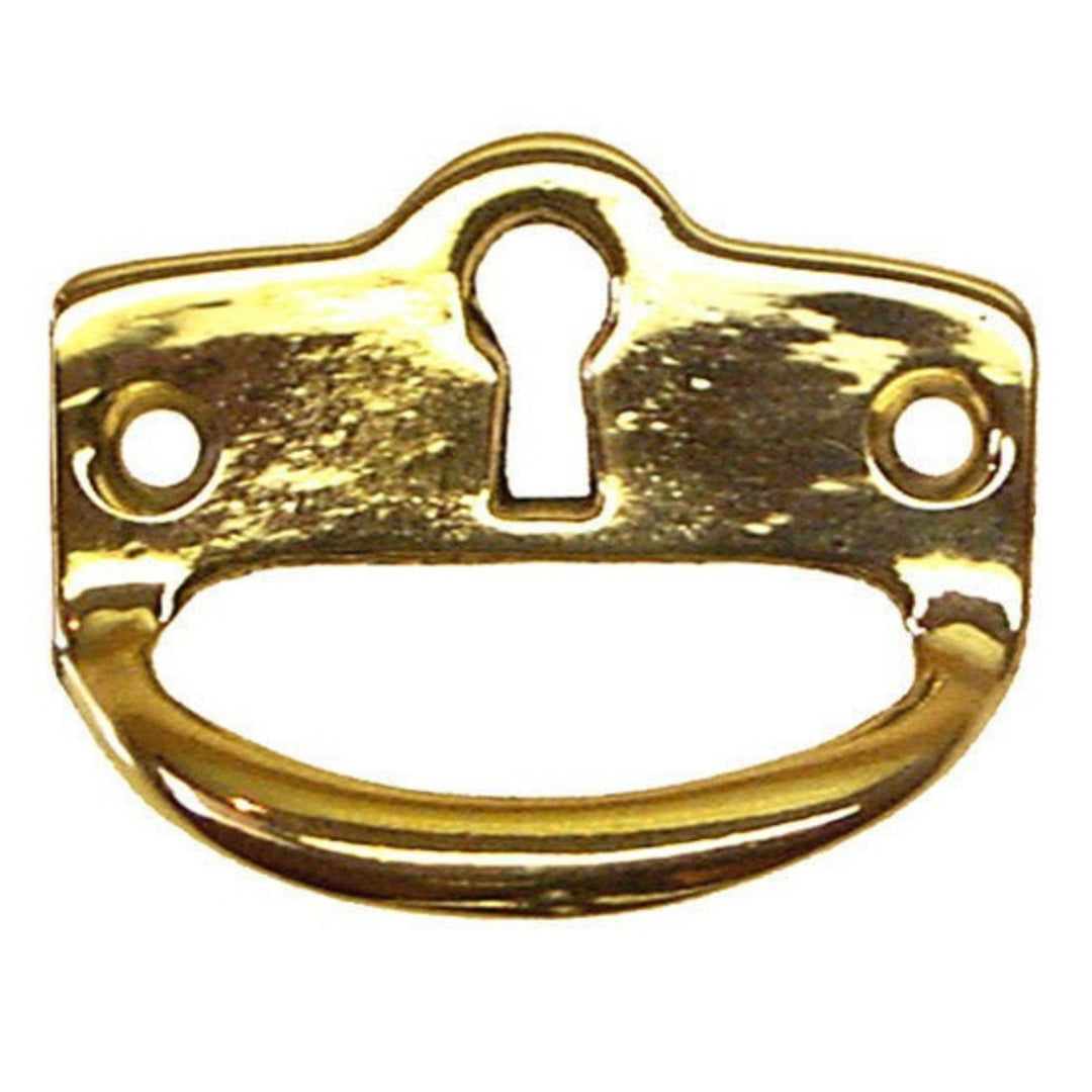 Mission Finger Pull with Keyhole Cast Brass, Polished Finish, 1-7/8" Wide x 5/8" Projection Furniture Hardware Restoration Supplies