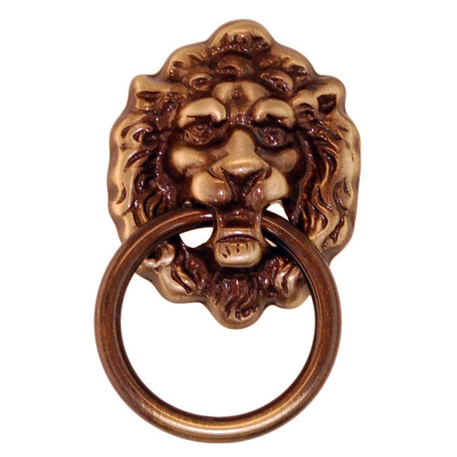 Aged Gold Finish Lion Head Ring