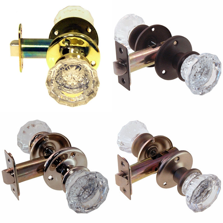 Fluted Glass Doorknob w/Small Rosette Door & Window Hardware Restoration Supplies Passage Brass 