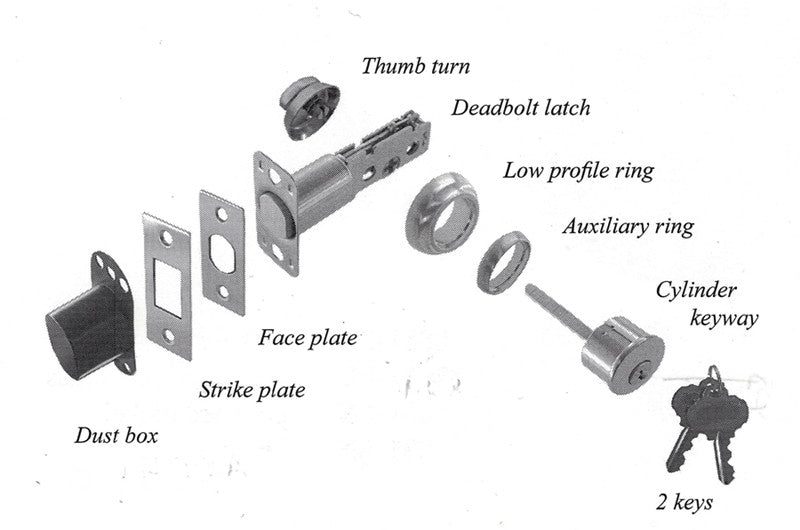 Low profile Deadbolt Latch Single Cylinder Thumbturn Lock Restoration Supplies