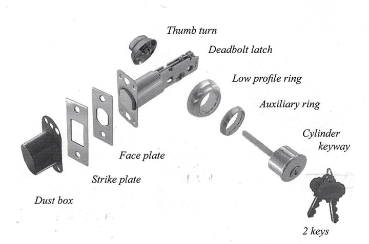 Low profile Deadbolt Latch Single Cylinder Thumbturn Lock Restoration Supplies