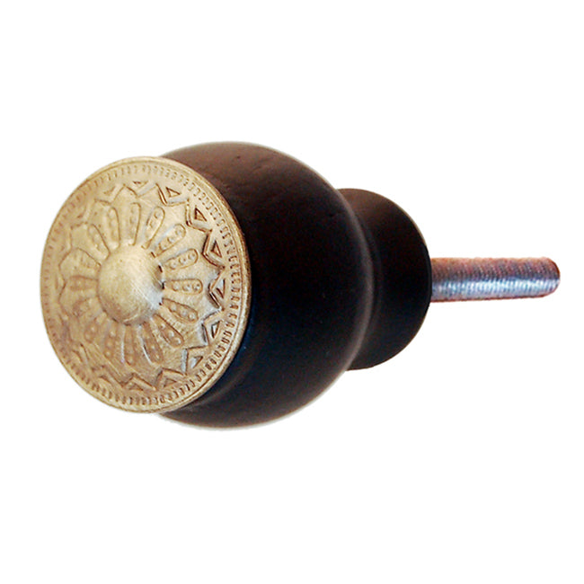 Wooden Victorian Eastlake Knob Cabinet Hardware Restoration Supplies Antique Brass Small Ebonized