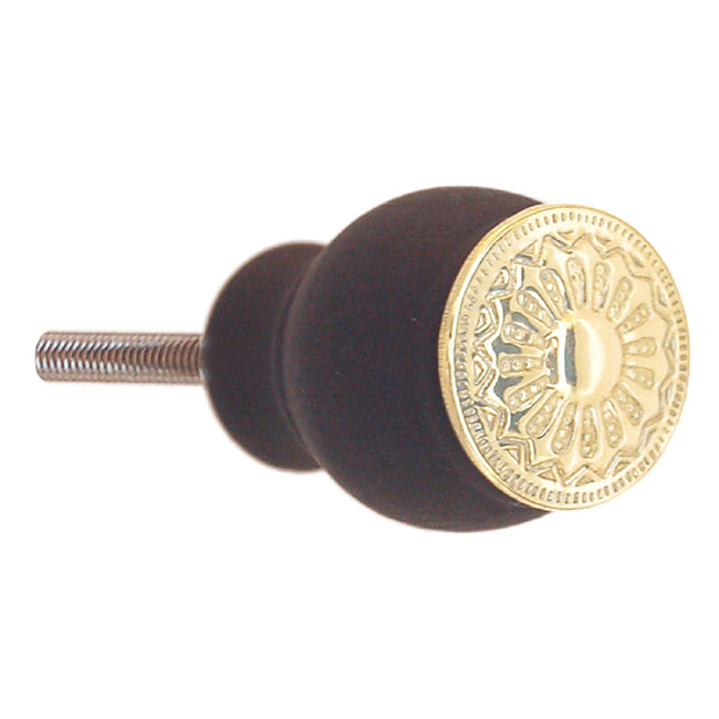Wooden Victorian Eastlake Knob Cabinet Hardware Restoration Supplies Brass Small Ebonized