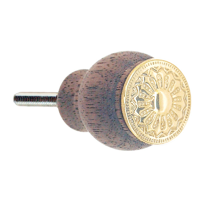 Wooden Victorian Eastlake Knob Cabinet Hardware Restoration Supplies Brass Small Walnut