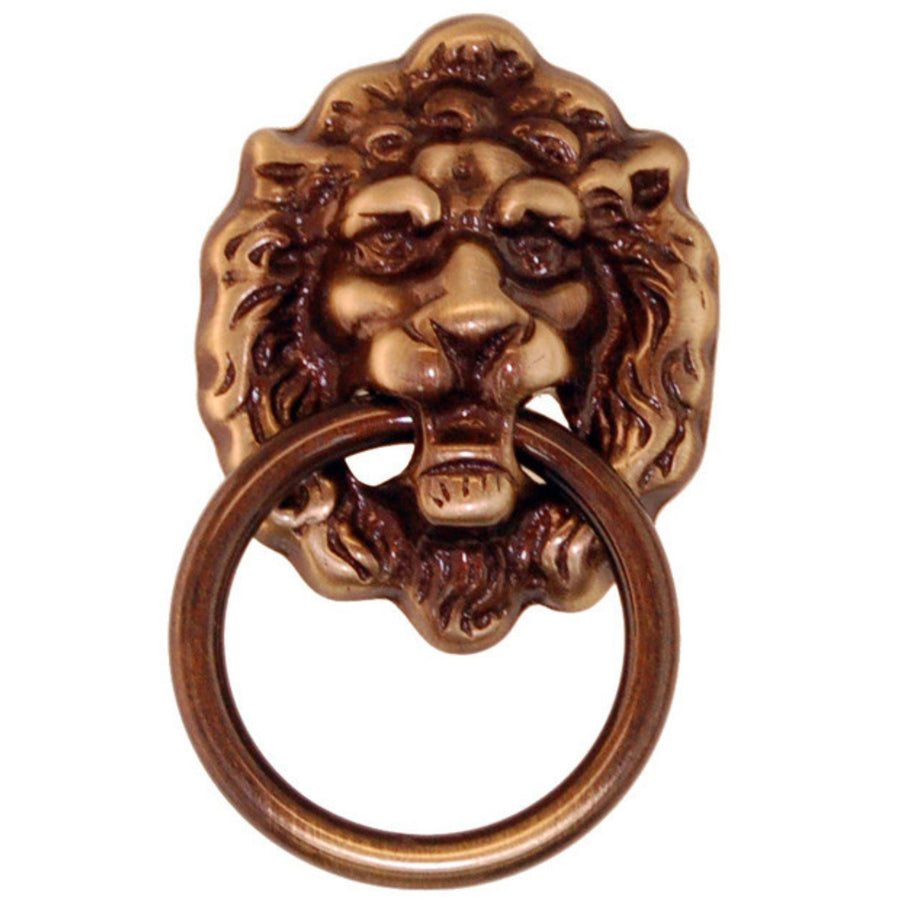 Solid Brass Lion's Head Pull – Antique Finish with Duncan Phyfe Design, 1-5/8" x 2" Plate, Adds Regal Elegance Furniture Hardware Restoration Supplies   