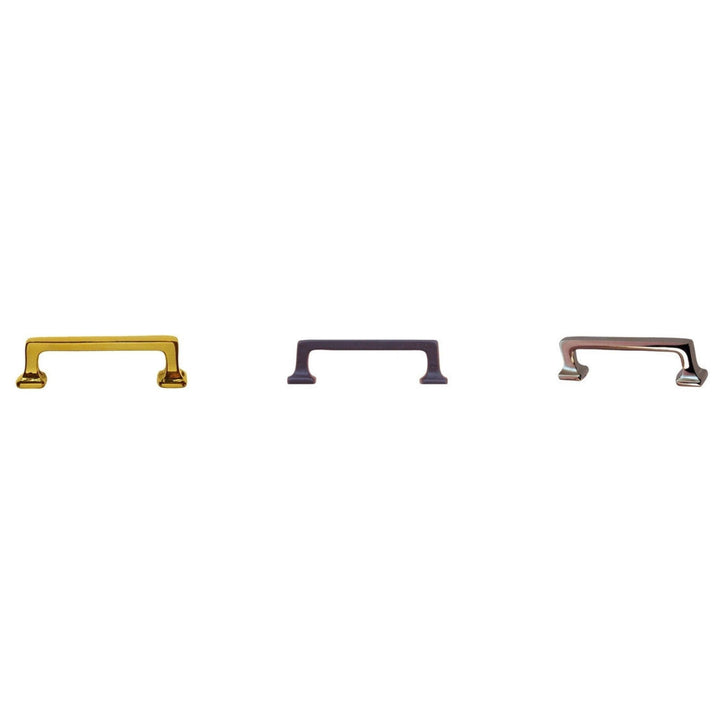 Small Mission Style Handle – Solid Brass with Straight Lines & Square Bases – Available in Brass, Nickel, and Oil Rubbed Bronze Cabinet Hardware Restoration Supplies   