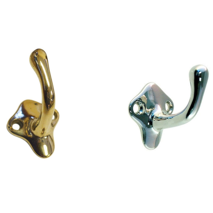 Versatile Brass or Nickel Coat Hook with Dual Prongs for Any Room in Your Home Furniture Hardware Restoration Supplies   