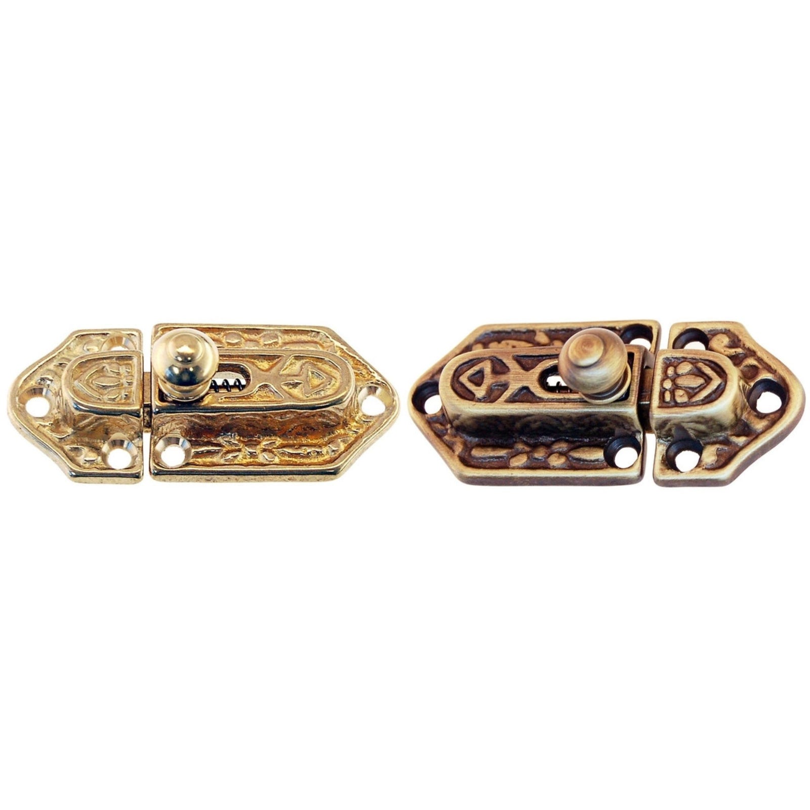 Victorian Style Cabinet Latch and Catch - Brass or Antique Brass, Durable and Elegant Cabinet Hardware Restoration Supplies   