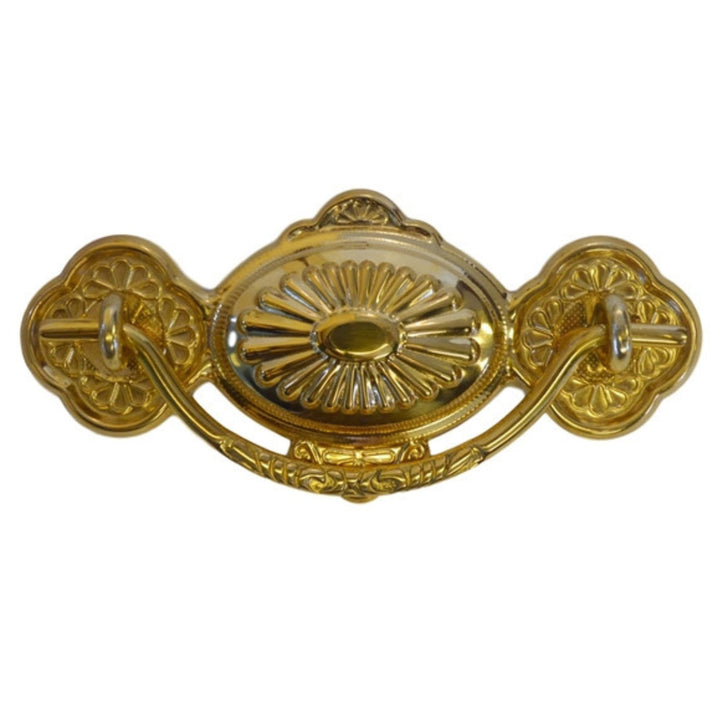 Elegant Eastlake Style Drawer Pull in Brass with Stamped Back Plate and Cast Bail Furniture Hardware Restoration Supplies   