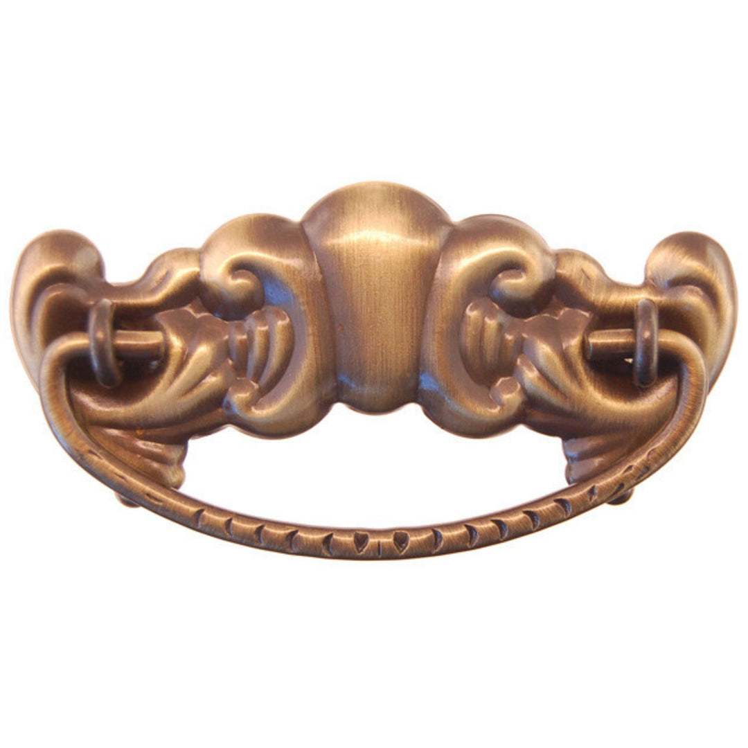 Victorian/American Oak Style Drawer Pull with Stamped Brass Back Plate and Cast Bail Furniture Hardware Restoration Supplies   