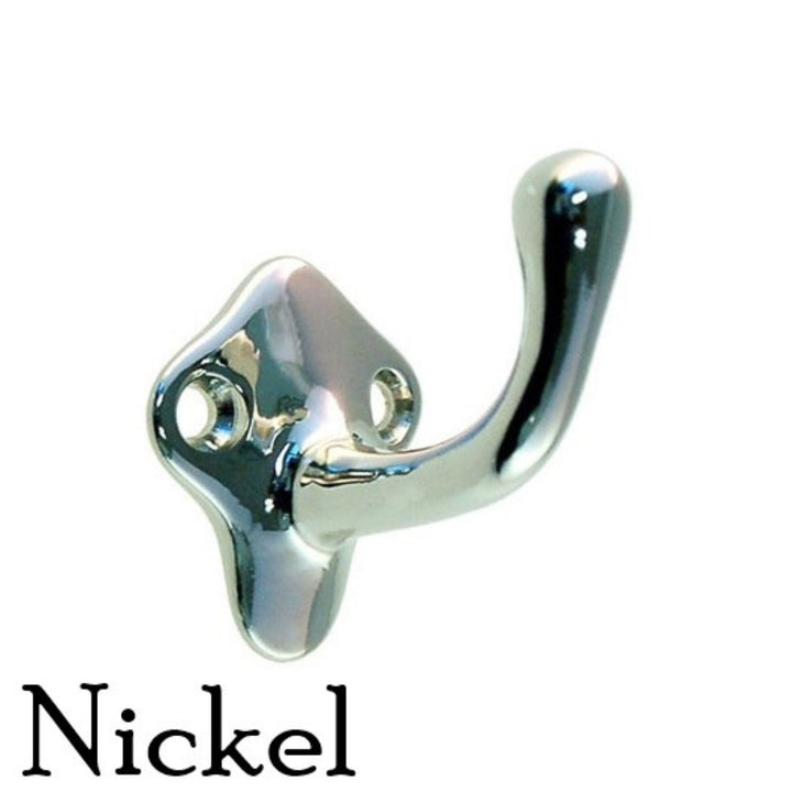 Versatile Brass or Nickel Coat Hook with Dual Prongs for Any Room in Your Home Furniture Hardware Restoration Supplies   