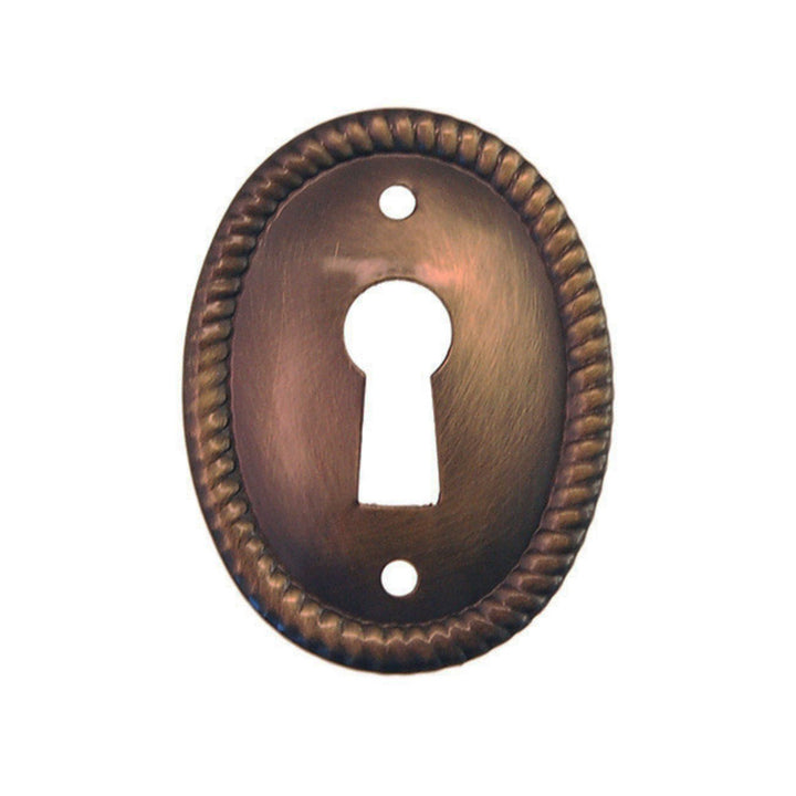 Brass Keyhole Cover with Roped Edge Keyhole Cover Restoration Supplies Antique Brass Vertical 