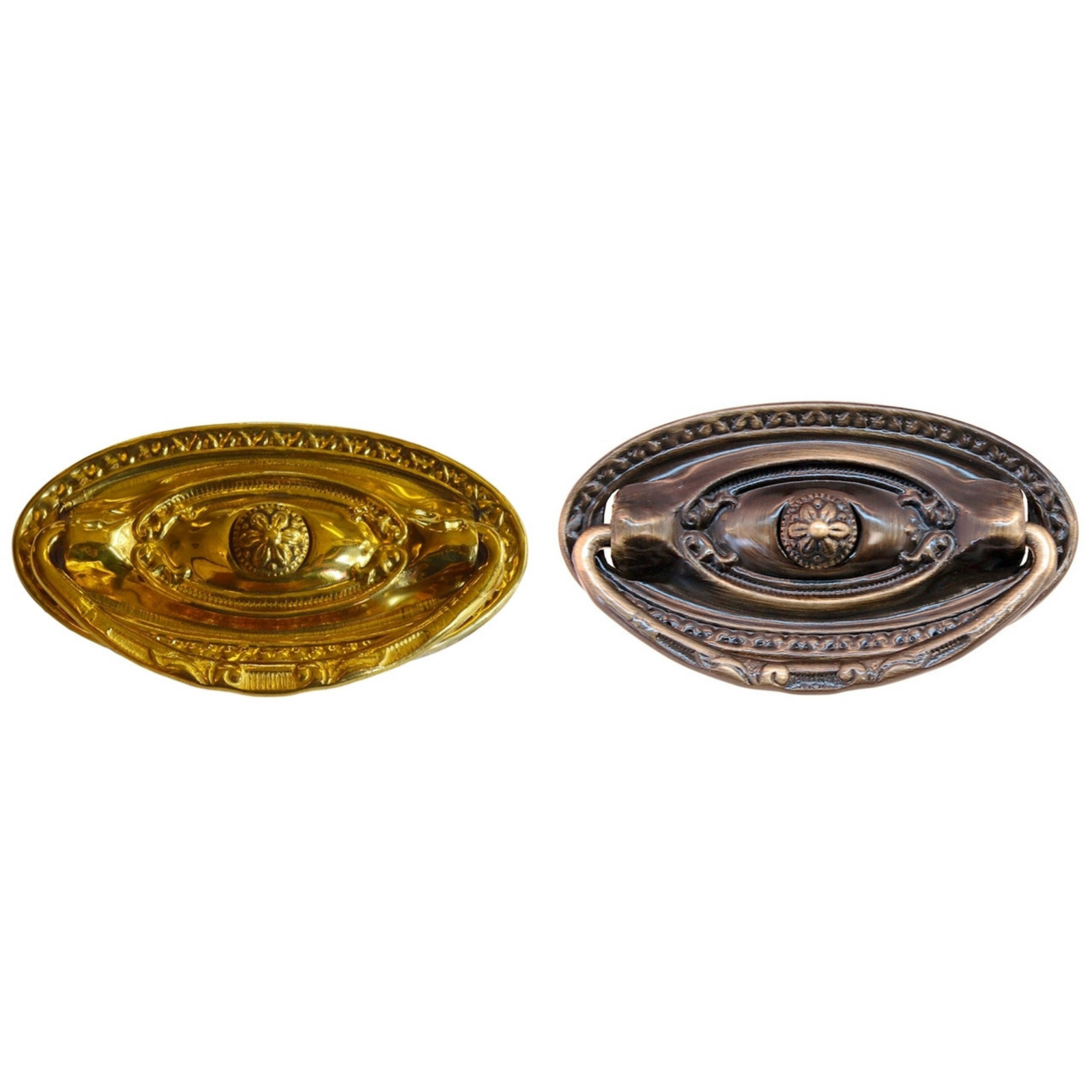 Ornate Brass or Antique Brass Drawer Pull Furniture Hardware Restoration Supplies