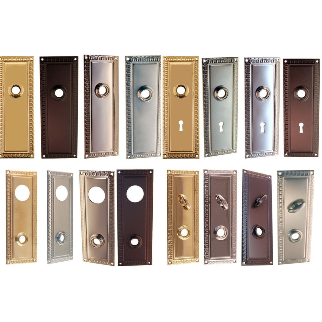 Wrought Brass Door Knob Trim Plate – Egg & Dart Pattern, 2 1/2" x 7", Multiple Functions and Finishes Door & Window Hardware Restoration Supplies   