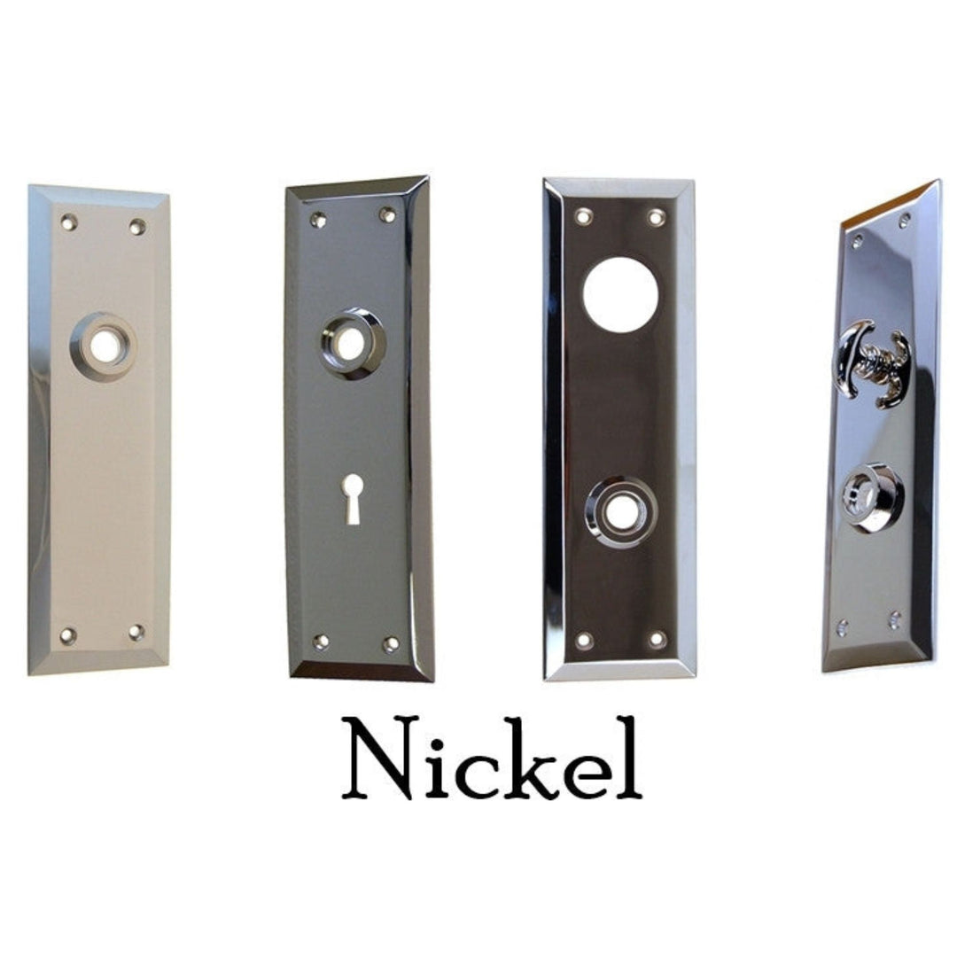 Large Heavy Duty Door Knob Trim Plate – Forged Brass, Beveled Edge, 2 1/2" x 8", Multiple Function and Finish Options Door & Window Hardware Restoration Supplies   