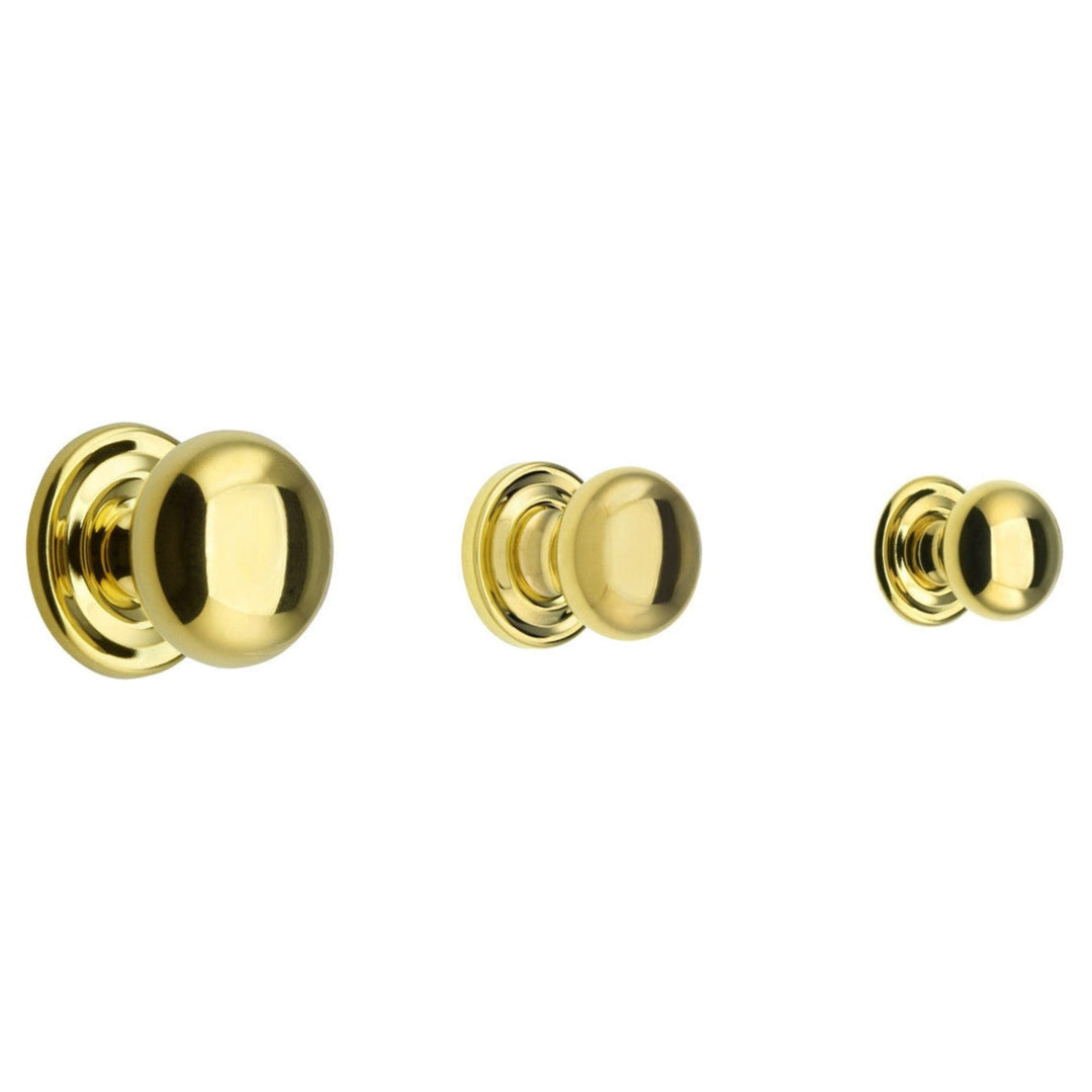 Elegant Round Brass Knob Solid Brass with Stamped Rosette 3 Sizes Available Cabinet Hardware Restoration Supplies