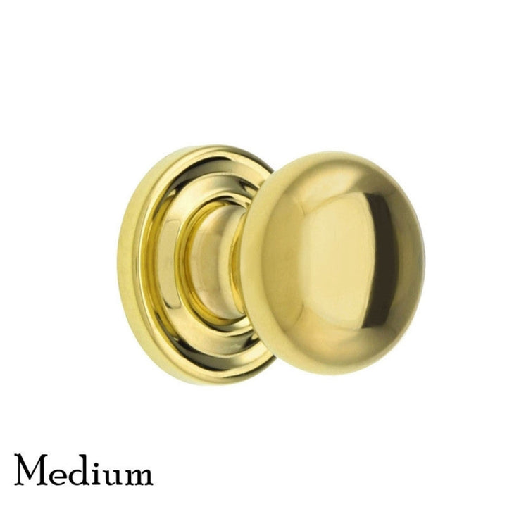 Elegant Round Brass Knob – Solid Brass with Stamped Rosette – 3 Sizes Available Cabinet Hardware Restoration Supplies   