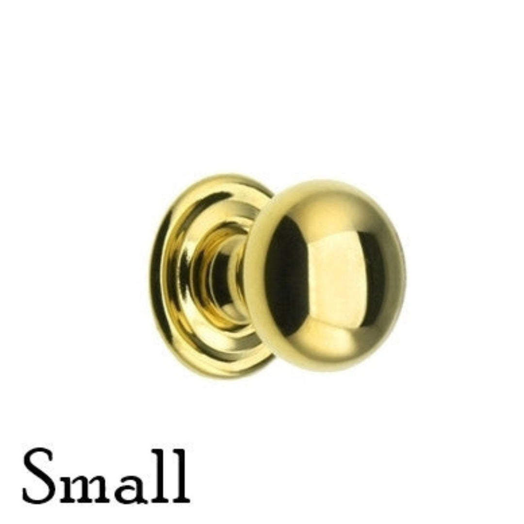 Elegant Round Brass Knob – Solid Brass with Stamped Rosette – 3 Sizes Available Cabinet Hardware Restoration Supplies   