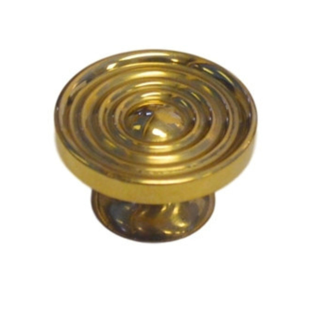 Small Bookcase Knob Polished Cast Brass with Concentric Rings, 7/8" Diameter, Includes Screws Furniture Hardware Restoration Supplies