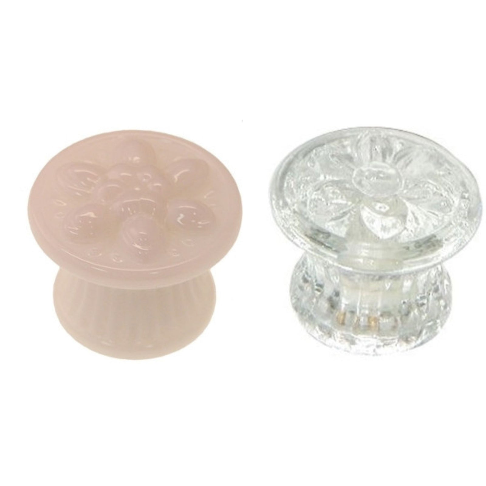 Large Colonial Glass Knob Elegant Pressed Glass with Embossed Flower Clear & Opal White Colors Cabinet Hardware Restoration Supplies