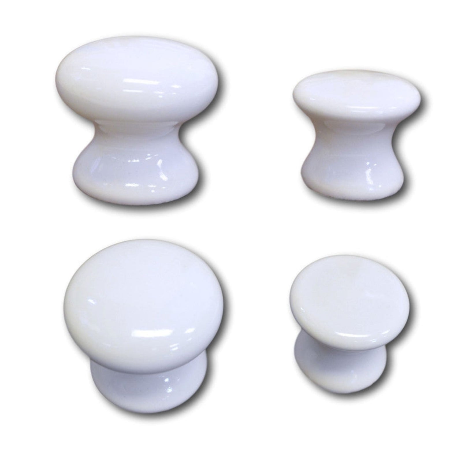 Porcelain Knob, 1" or 1.25" White  - Rear Mounted Cabinet Hardware Restoration Supplies   