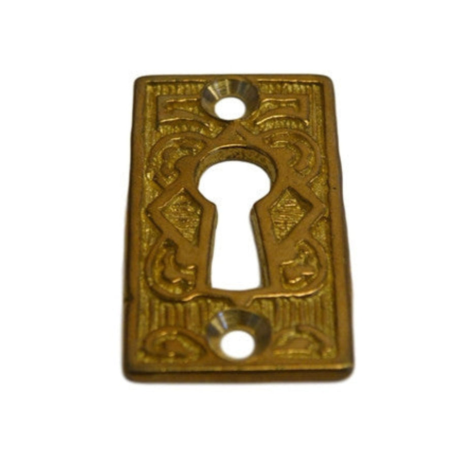 Brass Eastlake Square Keyhole Cover – Solid Cast Brass with Intricate Victorian Detailing – Polished Finish Furniture Hardware Restoration Supplies   