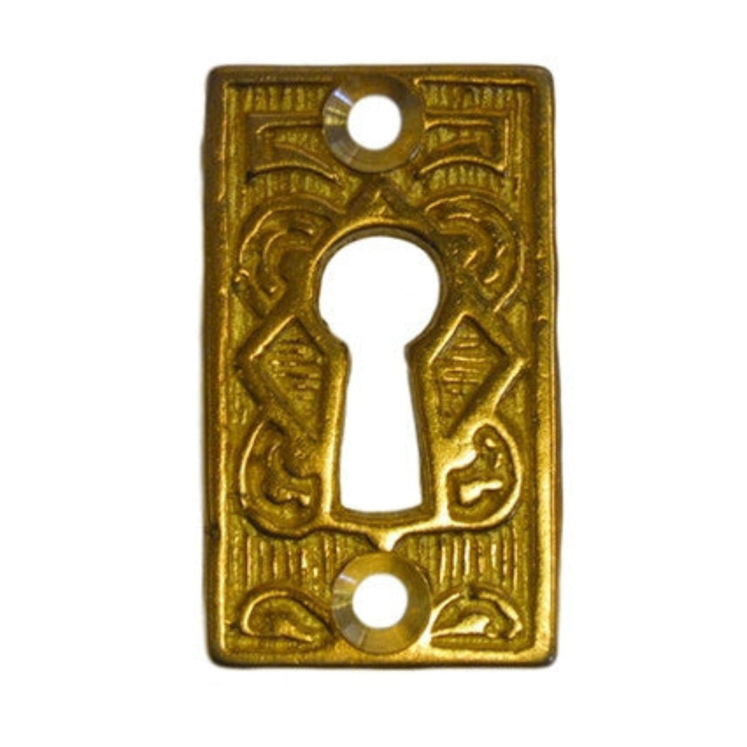 Brass Eastlake Square Keyhole Cover – Solid Cast Brass with Intricate Victorian Detailing – Polished Finish Furniture Hardware Restoration Supplies   